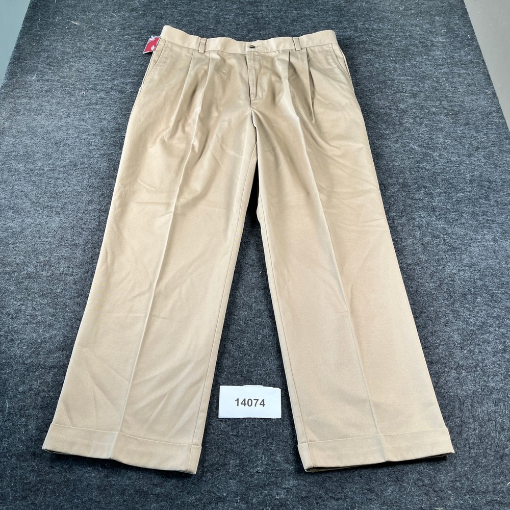 Dockers Recode Chino Pants Mens 38x30 Khaki Pleated Front Cuffed Hem Comfort